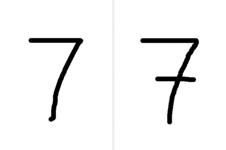 2 different ways of writing 'seven'